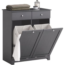 Meuble Salle de Bain - SoBuy - BZR33-II-DG - 2 Tiroirs - 2 Sacs à Linge 45L - Gris