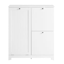 Armoire de salle de bain étroite - SOBUY - 3 paniers à linge - Grand panier intégré - 2 paniers amovibles - 78x38x90 cm