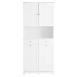 Colonne de rangement salle de bain - SOBUY - 78x38x181 cm - Blanc - Deux paniers à linge 45 L - Deux tiroirs en MDF