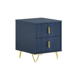 SoBuy Table de Chevet Moderne à 2 Tiroirs Bleue L40xP40xH47cm