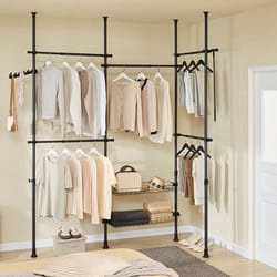 Portant à vêtements télescopique - SOBUY - Réglable 124-226 cm - Hauteur 200-295 cm - Noir