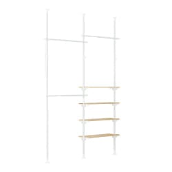 SoBuy Porte-manteau Télescopique avec Support Robuste, Armoire Ouverte Réglable Blanc
