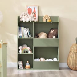 Sobuy - Bibliothèque Enfant Rangement Jouet Enfant avec 5 Compartiments Meuble Rangement Jouet Étagère Bibliothèque Porte-revues Vert 80x34x104cm