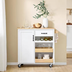 Desserte de Cuisine Roulante - SoBuy - FKW131-WN - Plan Bois - Blanc - Rangement Multifonction