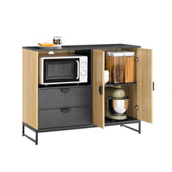 Meuble de rangement cuisine - SOBUY - 107x40x85 cm - Niche micro-ondes Ø6 cm - Porte-verres intégré - Étagère réglable