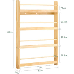 Sobuy Bibliothèque Murale Enfants Étagère À Livres Avec 4 Étages, Rangement Sécurisé Pour Chambre Et Salle De Jeux Bois Naturel, L60xp12xh80cm