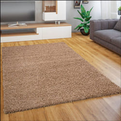 Paco Home - Tapis Salon Chambre Adulte Poil Long Shaggy Pelucheux Uni Moderne Moelleux 120x170 cm, Beige