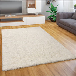Paco Home - Tapis Salon Chambre Adulte Poil Long Shaggy Pelucheux Uni Moderne Moelleux 60x100 cm, Ivoire (Crème)