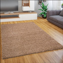 Paco Home - Tapis Salon Chambre Adulte Poil Long Shaggy Pelucheux Uni Moderne Moelleux 190x280 cm, Beige