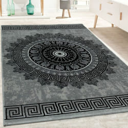 Paco Home - Tapis Salon Design Classique Poils Ras Avec Motif Oriental Et Aspect Marbré 80x150 cm, Gris 2