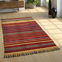 Paco Home - Tapis Salon Nature Franges Moderne 100 % Coton 200x290 cm, Terracotta