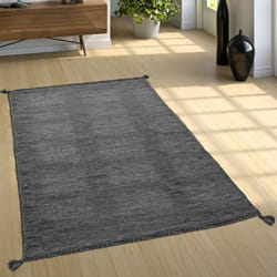 Tapis Salon Nature Franges Moderne 100 % Coton 120x170 cm, Gris - Paco Home
