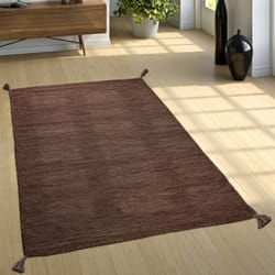 Paco Home - Tapis Salon Nature Franges Moderne 100 % Coton 160x220 cm, Marron