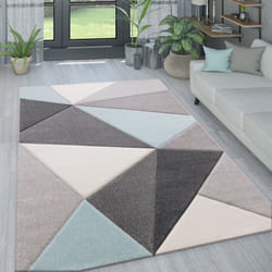 Paco Home - Tapis Salon Pastel Losanges Triangles Zigzags 200x290 cm, Turquoise