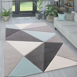 Paco Home - Tapis Salon Pastel Losanges Triangles Zigzags 120x170 cm, Turquoise