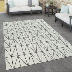 Paco Home - Tapis Intérieur & Extérieur Terrasse Et Balcon Style Scandinave Résistant Aux Intempéries 120x170 cm, Blanc