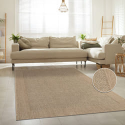 Paco Home - Tapis Intérieur & Extérieur Terrasse Et Balcon Monochrome Structuré 200x290 cm, Beige