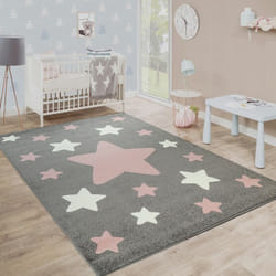 Paco Home - Tapis Enfant Tapis Moderne Chambre Enfant Couleurs Pastel Avec Motifs Étoiles Gris, 200x280 cm