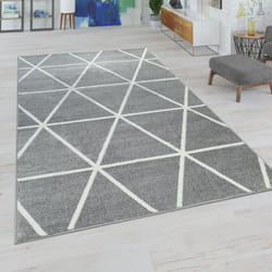 Paco Home - Tapis Salon Pastel Moderne Scandinave Losanges Gris, 70x140 cm