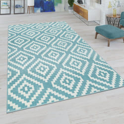 Paco Home Tapis Salon Losanges Pastel Ethnique Bohème 120x170 cm, Bleu