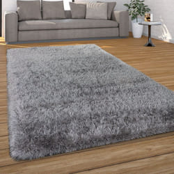 Paco Home - Tapis Salon Chambre Adulte Poil Long Shaggy Uni Pelucheux Moderne 160x230 cm, Gris