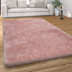 Paco Home - Tapis Salon Chambre Adulte Poil Long Shaggy Uni Pelucheux Moderne 80x150 cm, Rose