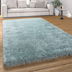 Paco Home - Tapis Salon Chambre Adulte Poil Long Shaggy Uni Pelucheux Moderne 80x150 cm, Turquoise