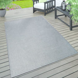 Paco Home - Tapis Intérieur & Extérieur Terrasse Et Balcon Monochrome Structuré 140x200 cm, Gris