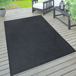 Paco Home - Tapis Intérieur & Extérieur Terrasse Et Balcon Monochrome Structuré 80x150 cm, Bleu Marine