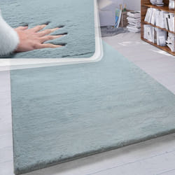 Paco Home - Tapis Poils Longs Salon Fausse Fourrure Très Douce Uni En Diff. Coloris Et Tailles 60x90 cm, Turquoise