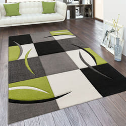Paco Home - Tapis De Salon En Diff. Coloris Et Tailles Motif Carreaux Rayures Design 3D Poils Ras 160x230 cm, Vert