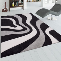 Paco Home - Tapis De Créateur Moderne Abstrait Vagues Aspect Contours Découpés En Diff. Coloris Et Tailles 240x330 cm, Noir