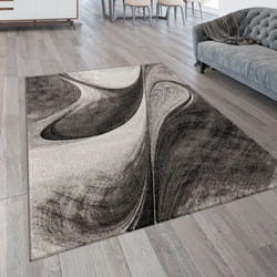 Paco Home Tapis De Salon Poils Ras Moderne Ondulé avec Motif 3D Abstrait 120x170 cm, Gris Clair