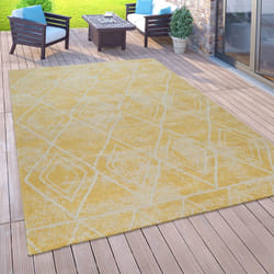 Paco Home - Tapis Extérieur Pour Balcon, Poils Ras Style Oriental, Coloris Et Tailles Variés 80x150 cm, Jaune 2