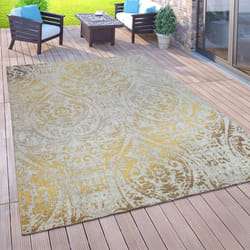 Paco Home - Tapis Extérieur Pour Balcon, Poils Ras Style Oriental, Coloris Et Tailles Variés 60x100 cm, Jaune
