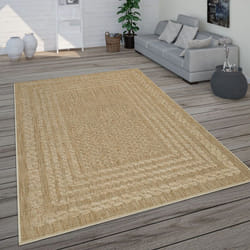 Paco Home - Tapis Intérieur Extérieur Balcon Terrasse, Tapis Cuisine Look Scandinave Moderne 120x170 cm, Beige