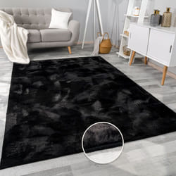Paco Home - Tapis Salon En Fausse Fourrure Pelucheux Hautes Mèches Doux Plusieurs Couleurs 200x290 cm, Noir