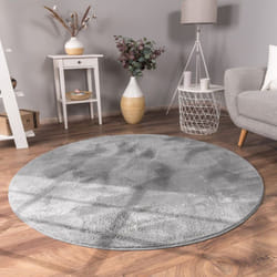 Paco Home - Tapis Salon En Fausse Fourrure Pelucheux Hautes Mèches Doux Plusieurs Couleurs Anthracite, 80 cm rond