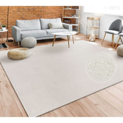 Tapis Salon Uni Sobre Et Moderne Poils Ras, Diff. Tailles/Coloris 280x380 cm, Crème - Paco Home