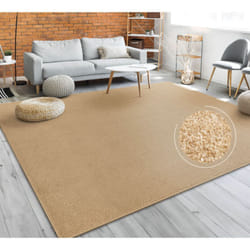 Paco Home - Tapis Salon Uni Sobre Et Moderne Poils Ras, Diff. Tailles/Coloris 60x100 cm, Or
