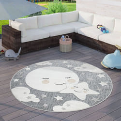 Paco Home - Tapis Chambre D'enfant Tapis Extérieur Rond Tapis Jouet Enfant Garçon Fille Gris, 160 cm rond