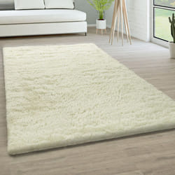 Paco Home - Tapis De Salon Poils Longs Fausse Fourrure Shaggy Moelleux Monochrome 140x200 cm, Blanc