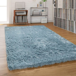 Paco Home - Tapis Shaggy Tapis Salon Poil Long Pastel Monochrome Doux Moelleux Poils Longs 120x170 cm, Turquoise