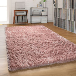 Paco Home - Tapis Shaggy Tapis Salon Poil Long Pastel Monochrome Doux Moelleux Poils Longs 60x100 cm, Pink