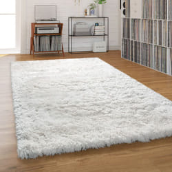 Paco Home - Tapis Shaggy Tapis Salon Poil Long Pastel Monochrome Doux Moelleux Poils Longs 60x100 cm, Crème