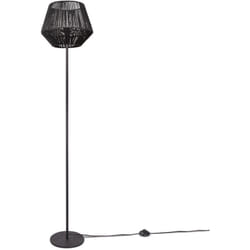 Paco Home - Lampadaire moderne salon chambre aspect rotin boho corbeille lampadaire E27 Un Pied Noir, Noir (Ø33 cm)