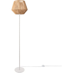 Paco Home - Lampadaire moderne salon chambre aspect rotin boho corbeille lampadaire E27 Un Pied Blanc, Beige (Ø33 cm)