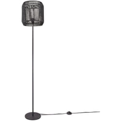 Paco Home - Lampadaire moderne salon chambre aspect rotin boho corbeille lampadaire E27 Un Pied Noir, Noir (Ø28 cm)