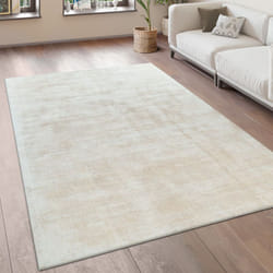 Paco Home - Tapis De Salon Tapis Vintage Poils Ras Fait Main Haut De Gamme 100 % Viscose 80x150 cm, Crème