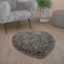 Paco Home - Tapis De Salon Fausse Fourrure Imitation Shaggy Coussins De Sol Forme Cœur Rond Anthracite, 80x75 cm Forme de coeur